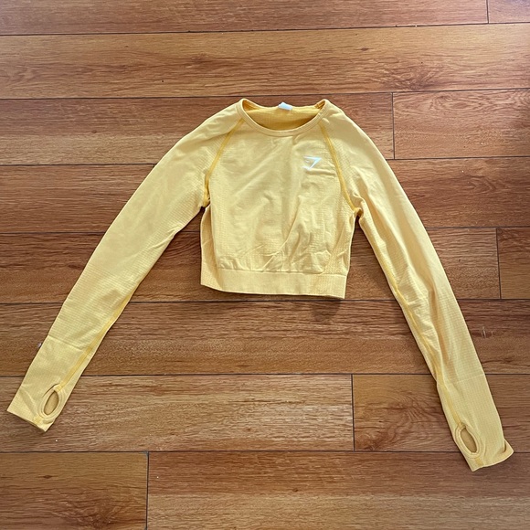 VITAL SEAMLESS 2.0 LONG SLEEVE CROP TOP Yellow Marl - Picture 4 of 5
